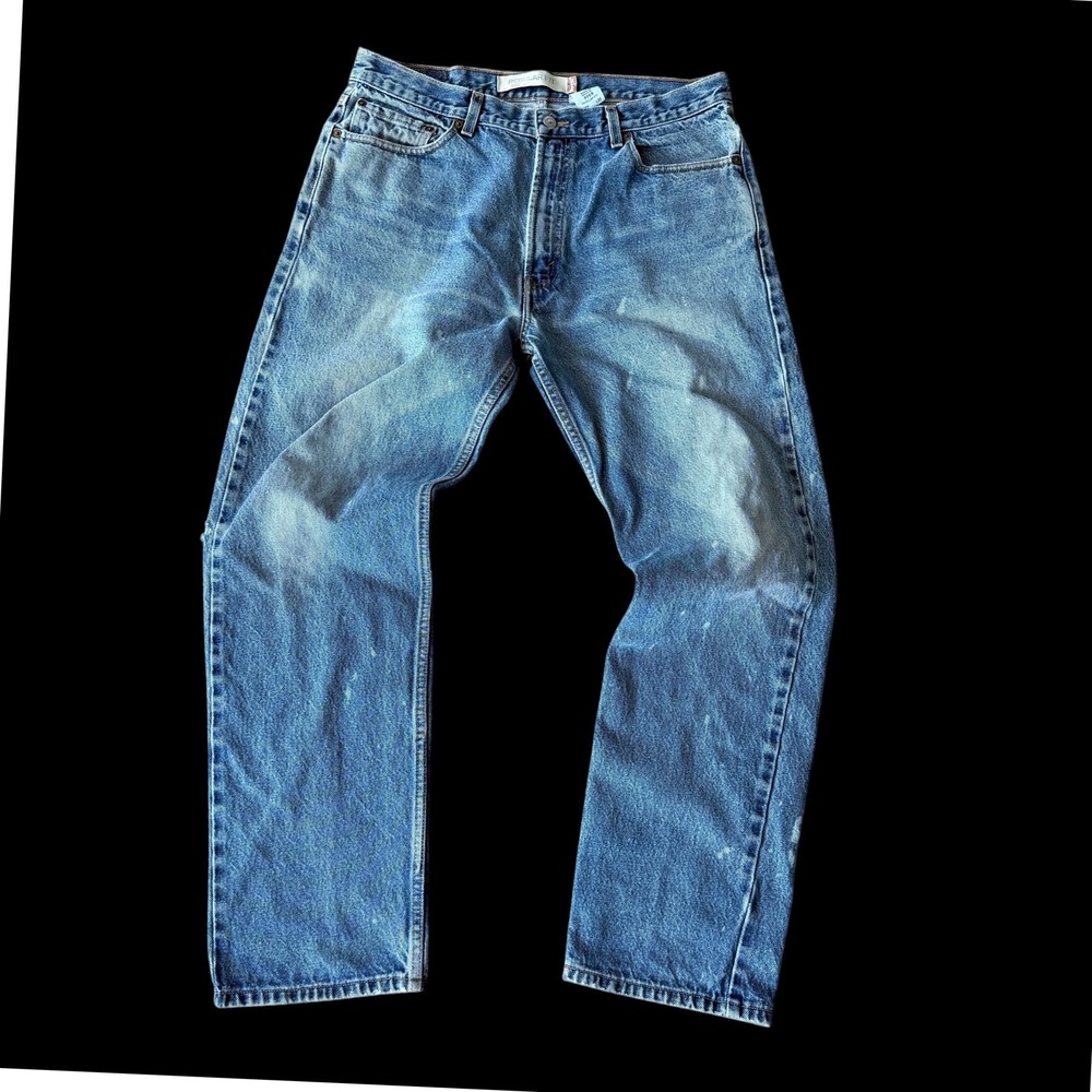 2000's Levis‎ 505 Regular Fit Mens Jeans 34x31 Blue Denim Distressed